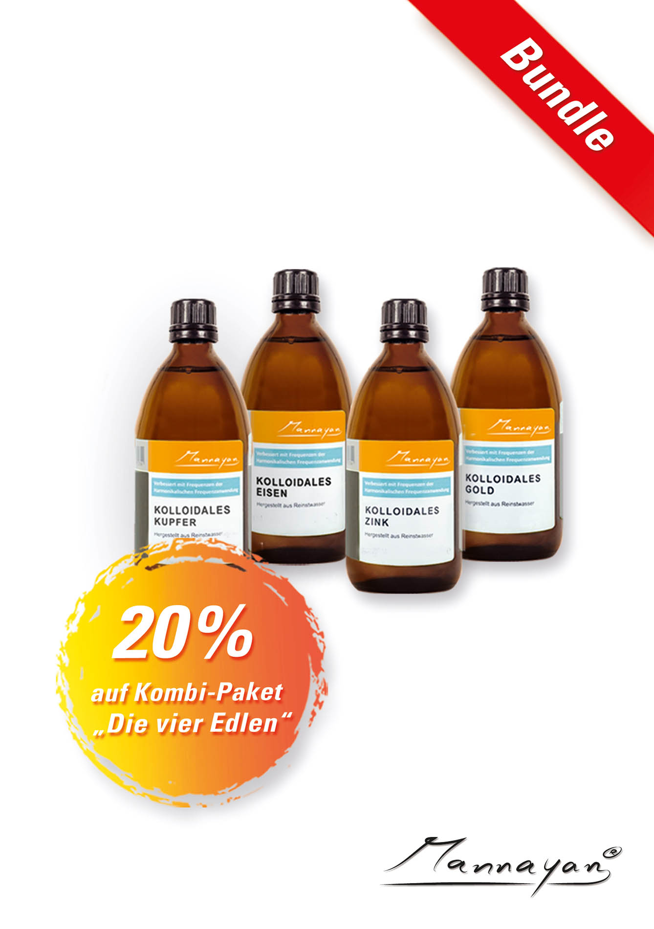 Kolloid Bundle: Die vier Edlen (Kupfer | Gold | Zink | Eisen)